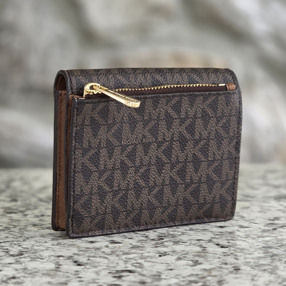 Michael Kors Jet Set Medium Logo Card Case Wallet Brown - Picture 2 of 6